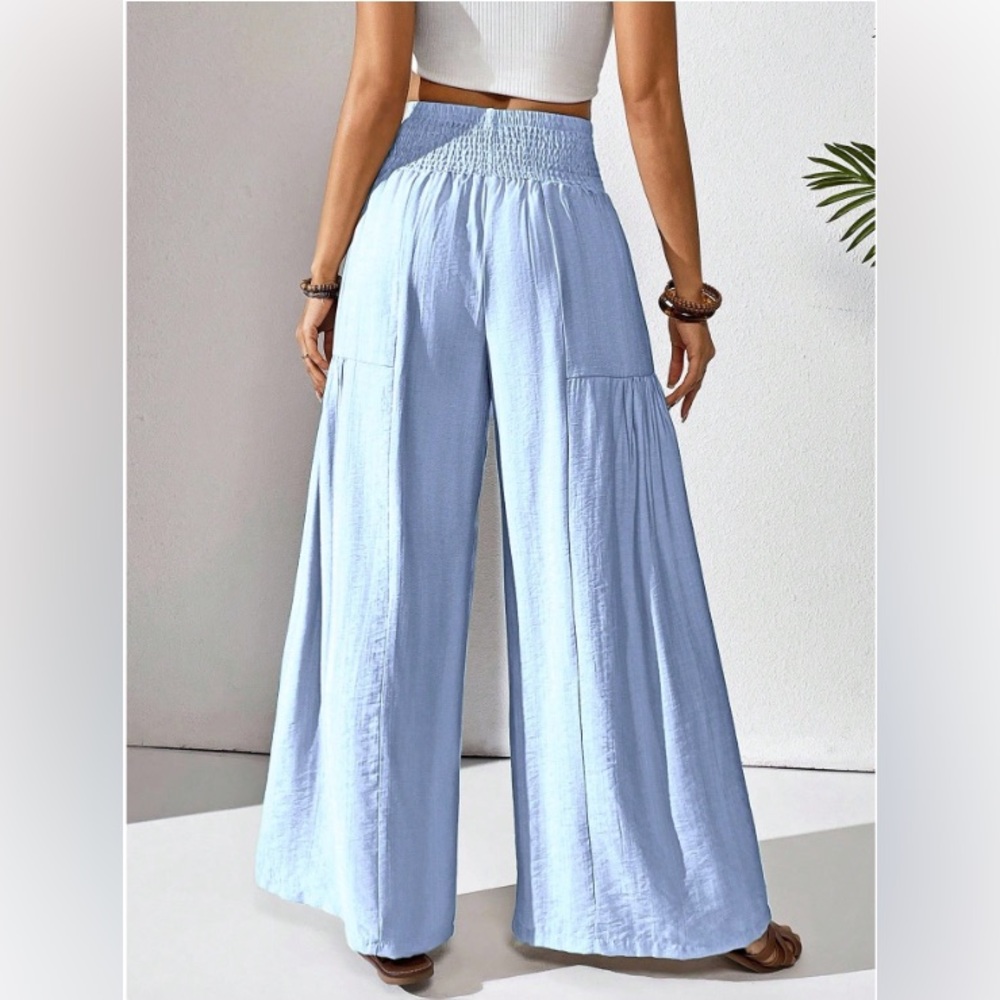 Boho Loose Wide Leg Pant Blue - Picture 6 of 9